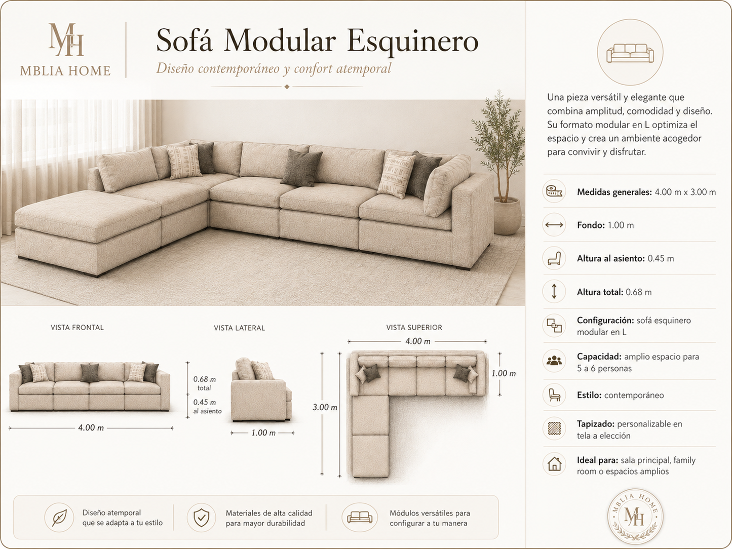 Sofa Modelo Marian | Mublia Home